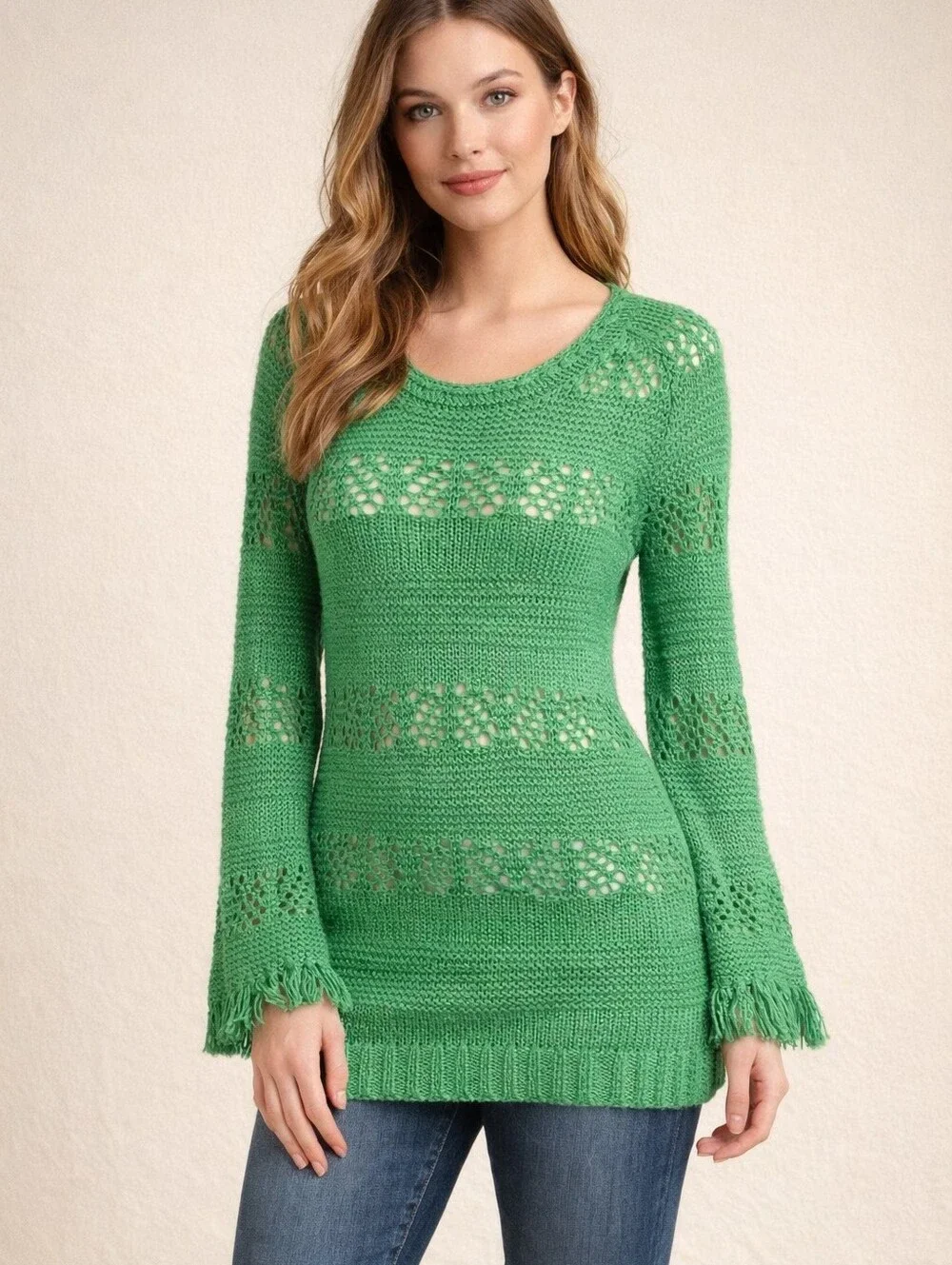 Green Women's knit Sweater mini dress